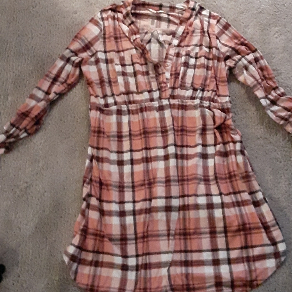 Pink stripes brown and black dress